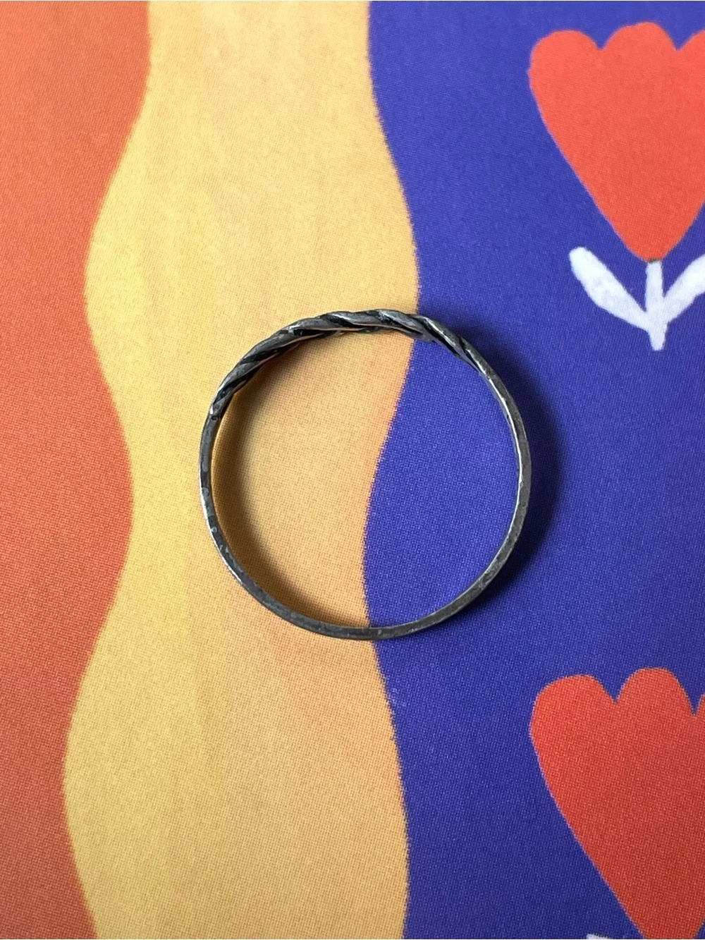 Vintage/antique dainty stamped 800 silver chain twist ring sz 6.5-6.75